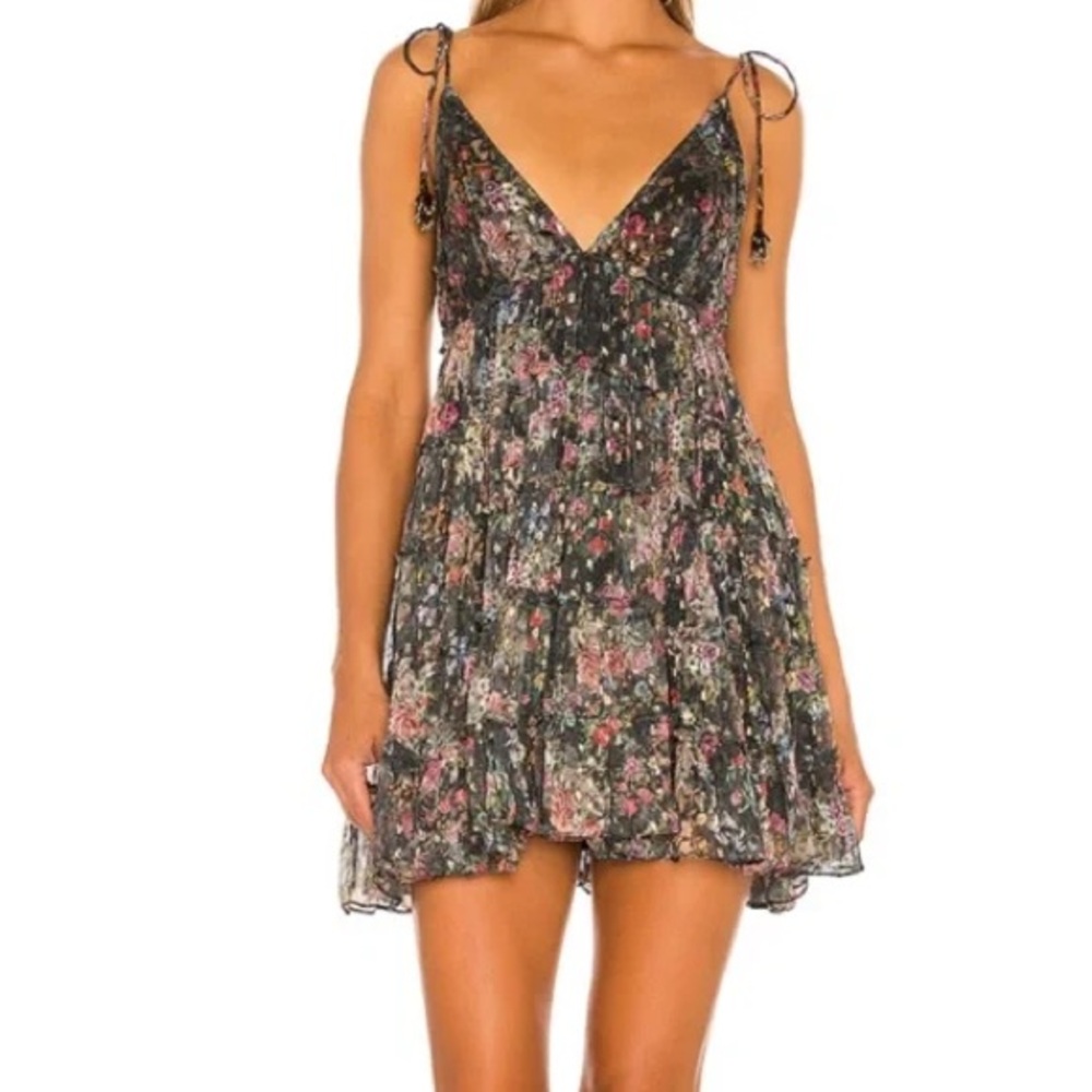 Rococo Sand Floral Mini Dress in Black and Pink